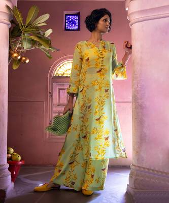 Matcha green organza kurta set 2