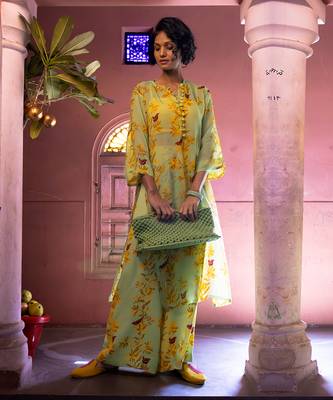 Matcha green organza kurta set 3