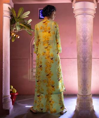 Matcha green organza kurta set 4