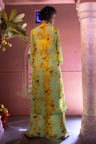 Matcha green organza kurta set