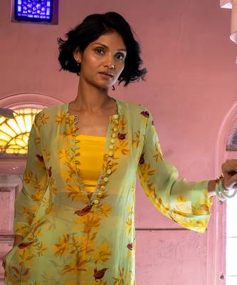 Matcha green organza kurta set 5