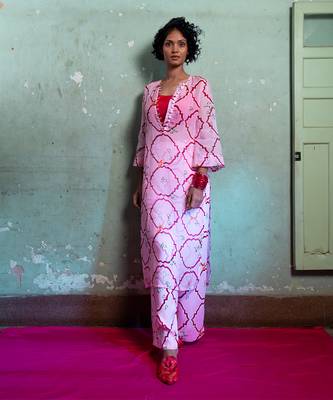 Salty pink organza kurta set 1