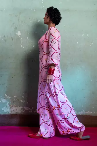 Salty pink organza kurta set