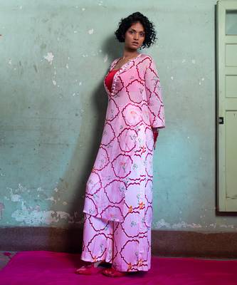 Salty pink organza kurta set 4