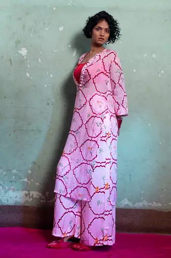 Salty pink organza kurta set
