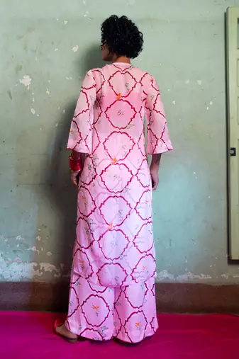 Salty pink organza kurta set