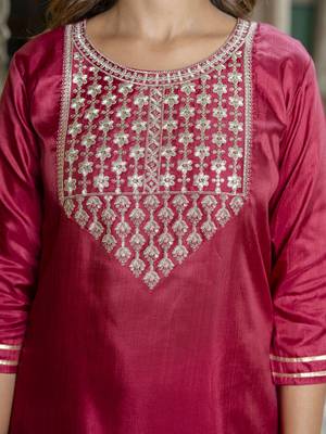 Vredevogel women's silk blend kurta pant set with nazmin dupatta 3