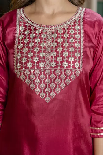 Vredevogel women's silk blend kurta pant set with nazmin dupatta