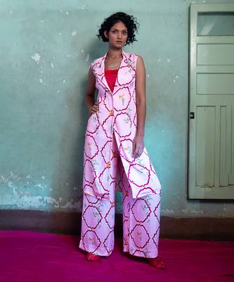 Salty pink satin kurta set 1