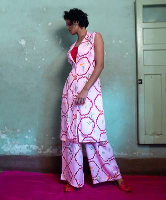 Salty pink satin kurta set 2