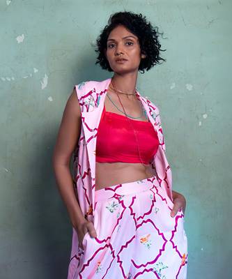 Salty pink satin kurta set 3