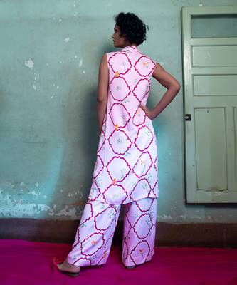 Salty pink satin kurta set 5