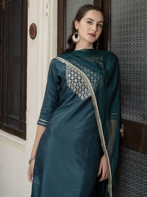 Vredevogel women's silk blend kurta pant set with nazmin dupatta 2