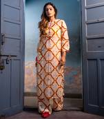 Milk yellow organza kurta set