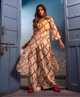 Milk yellow organza kurta set 2
