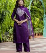 Vredevogel women's silk blend kurta pant set with nazmin dupatta