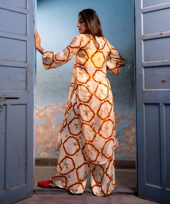 Milk yellow organza kurta set 4
