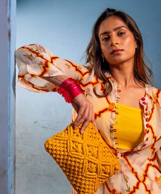 Milk yellow organza kurta set 5