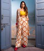 Milk yellow satin kurta set