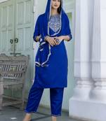 Vredevogel women's silk blend kurta & trouser pant set with nazmin lace border design dupatta