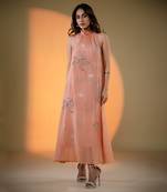 Peach organza hand embroidery dresses