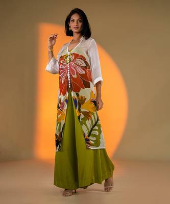 Off-white organza hand embroidery kurta sets 2