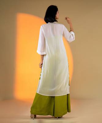 Off-white organza hand embroidery kurta sets 5