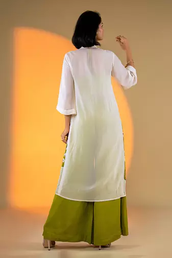 Off-white organza hand embroidery kurta sets