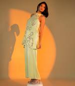 Pistachio halter neck kurta set with hand embroidery