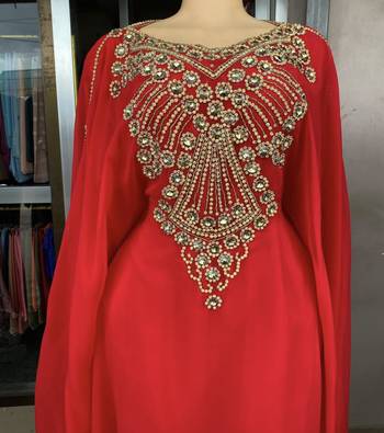 SALE New Red Handcrafted Zari Stone work Stitched Kaftan Party Wedding Dresses 319 1