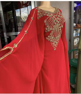 SALE New Red Handcrafted Zari Stone work Stitched Kaftan Party Wedding Dresses 319 2