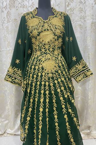 Sale New Green Aari Embroidery  Stone Work Fancy Georgette Casual Stitched Wedding Party Wear Dress 265
