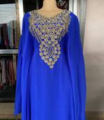 SALE New Royal-Blue Handcrafted Zari Stone Bedded work Stitched Kaftan Party Wedding Dresses MS 320