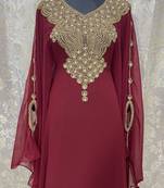 Sale New Maroon Embroidered Stone Work Georgette Casual Stitched Wedding Party Wear Dress 266
