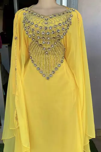 SALE New Handcrafted Zari Stone Bedded work Stitched Kaftan Party Wedding Dresses MS 321