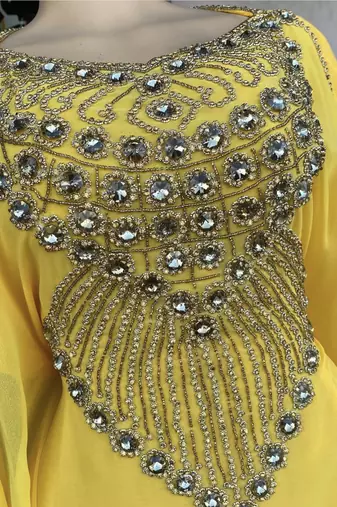 SALE New Handcrafted Zari Stone Bedded work Stitched Kaftan Party Wedding Dresses MS 321