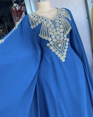 Sale New Turquoise Handcrafted Zari Stone Bedded work Stitched Kaftan Party Wedding Dresses MS 322 3