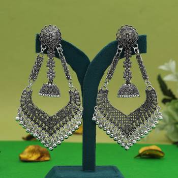 Silver color oxidised earrings 1