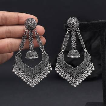 Silver color oxidised earrings 2