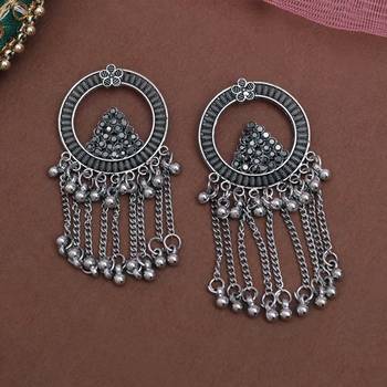 Silver color oxidised earrings 1