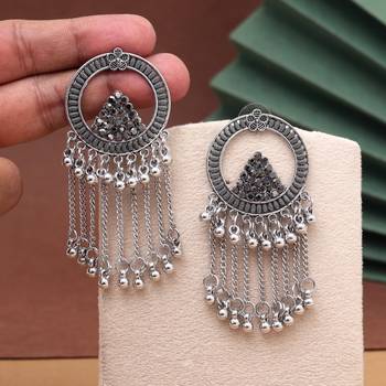 Silver color oxidised earrings 2