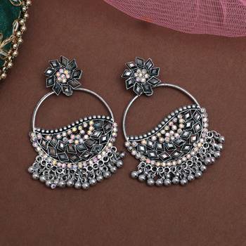 Silver color oxidised earrings 1