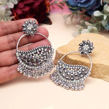 Silver color oxidised earrings 2