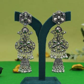 Silver color oxidised earrings 1
