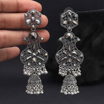 Silver color oxidised earrings 2