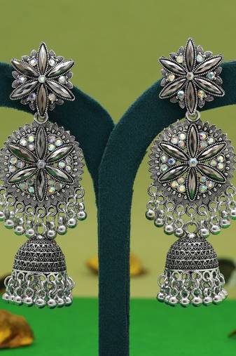 Silver color oxidised earrings