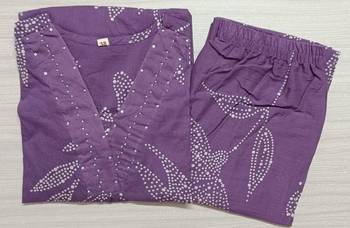 Lavender  cotton hand work cord set anarkali kurti pant  set 4
