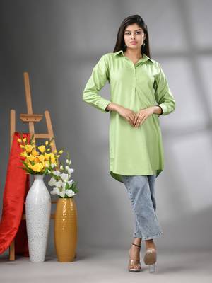 Light green solid rayon pathani kurta 1