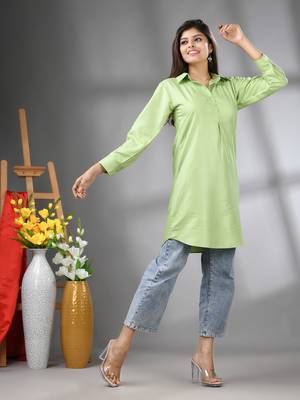 Light green solid rayon pathani kurta 2