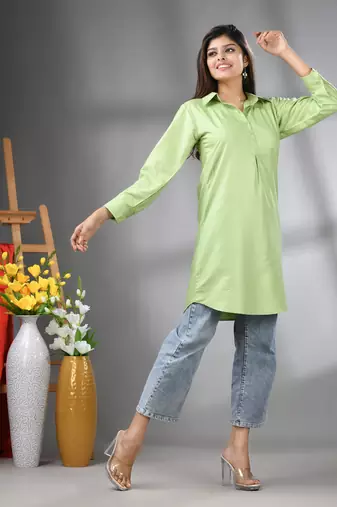 Light green solid rayon pathani kurta